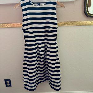 MANGO Black/White Striped A-Line Dress